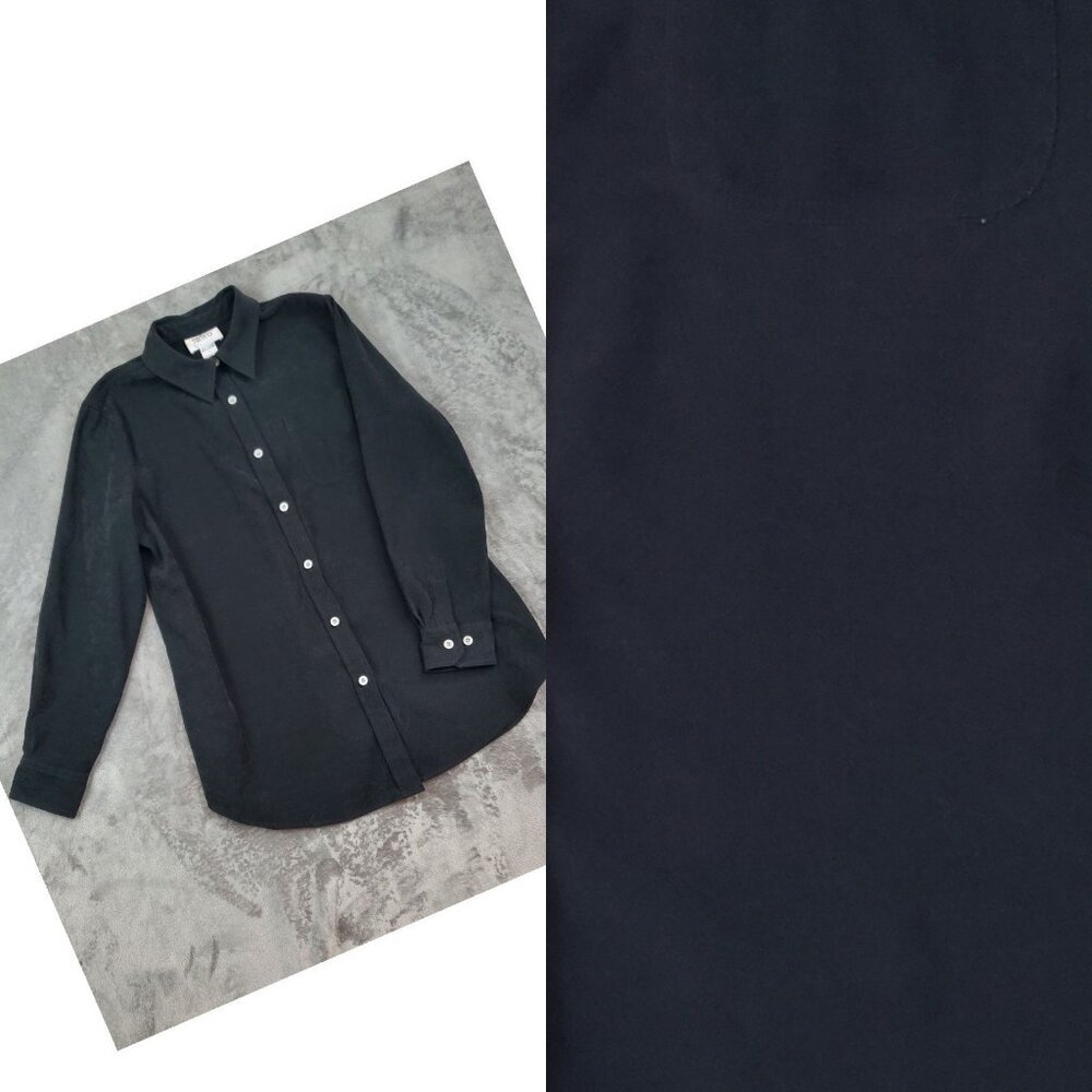 Vintage Mainstreet Blues Long Sleeve Button Up Faux Suede Black Shirt Mens M